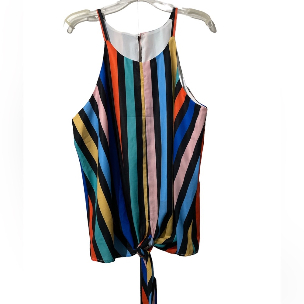 Colorful Tie Front Tank Top
